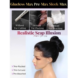 Hidden Strap Snug Fit 360 Skinlike HD Lace Frontal Wigs Human Hair Invisible Strap Pre Plucked Pre Cut Lace 250 Density Straight Lace Front Wig with Drawstring 360 Glueless Wigs Human Hair For Women