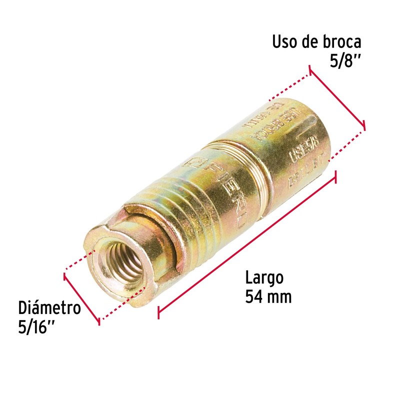 Fiero TAE-5/16, Taquete expansivo sin tornillo, Ø de tornillo 5/16"