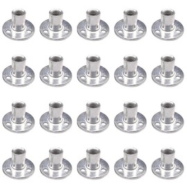 10Pcs Carbon Steel T-Nuts,Thread Insert Tee Nuts,M6 Hole Tee Nuts,Zinc Plated Round Base Screw-in Flange Nuts For Furniture Hardware