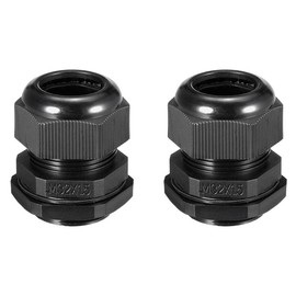 TA-VIGOR 2Pcs M32 x 1.5 Cable Gland, IP68 Waterproof Adjustable Plastic Nylon Wire Connectors Gland Joints for 16mm-21mm Cables, Locknut Stuffing Glands with Locknut and Washer – Black
