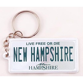 World By Shotglass New Hampshire License Plate Aluminum Ultra-Slim Rectangular Souvenir Keychain 2.5" X 1.25"x 0.06"