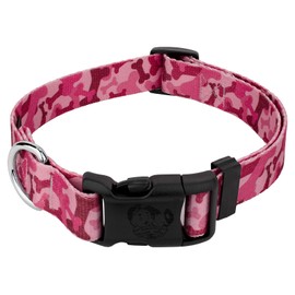 Country Brook Petz - Pink Bone Camo Deluxe Dog Collar - Made in The U.S.A. - Camouflage Collection Featuring Rugged Designs (1 Inch, Medium)