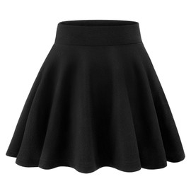 KEREDA Girls Casual Mini High Waist Stretchy Flared Pleated Skater Skirts Black 12-13 Years