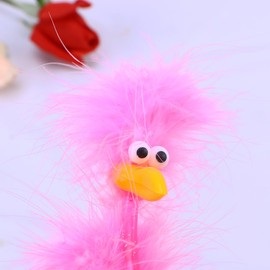 NUOBESTY 6 Pieces Feather Pen Ballpoint Pen with Suction Cup Holder Cartoon Ballpoint Pen Bouquet Shape Toy for Home School Office (Random Colour)