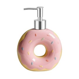 123Arts Doughnut Soap Dispenser Lotion Bottle Ceramic Liquid Dispenser for Bathroom