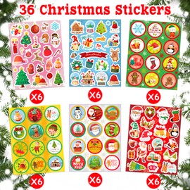 LINAYE 36 Sheets Christmas Stickers, 600 PCS Christmas Stickers Bulk for Kids, Christmas Party Favors for Kids, Christmas Stickers for Crafts Cards Scrapbooking,Water Bottles,Envelopes