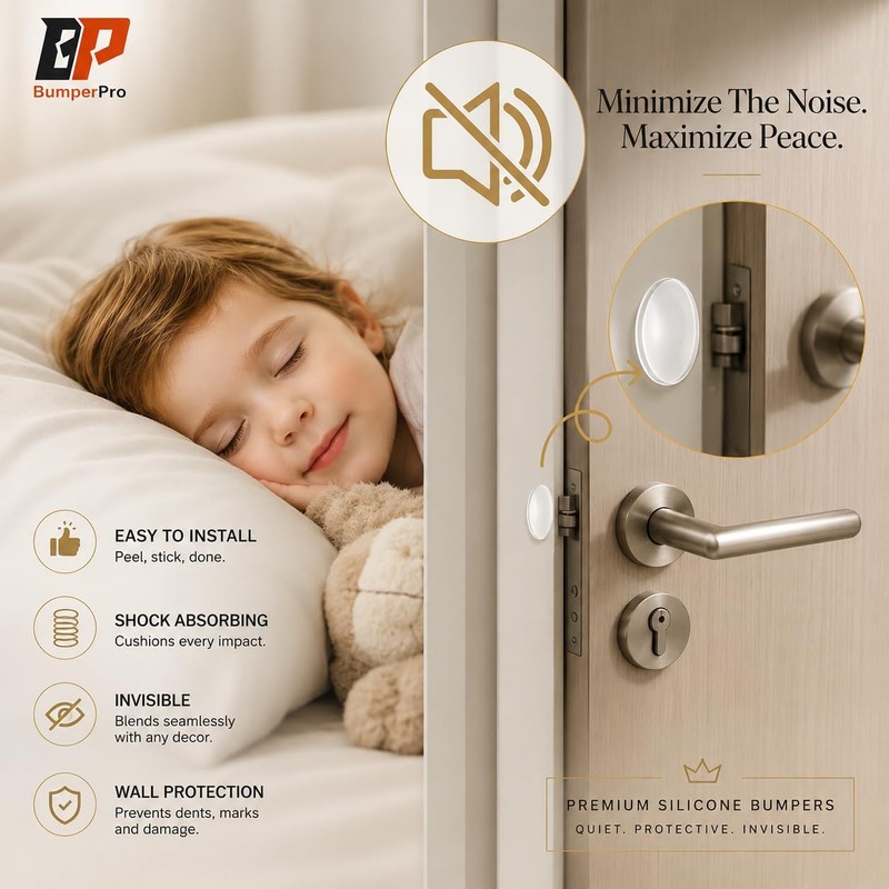 Door Knob Wall Protectors 6-Pack, 2 Inch Clear Silicone Door