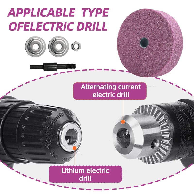BEROZA Grinding Wheel Adapter and Sharpening Stone for Drill, Metal