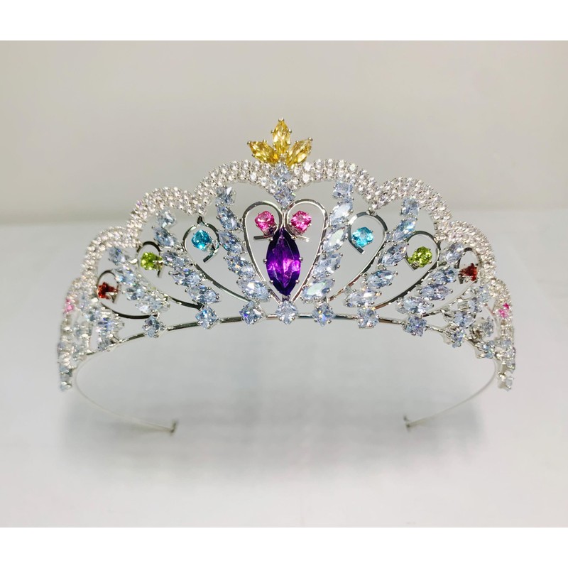 ZECAA Crystal Princess Tiara Crown For Woman, Multi-Gemstone Tiara Crown