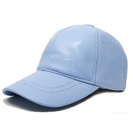 CUCUBA Unisex Baseball Cap Made of Soft Genuine Leather, One Size, Adjustable, azure, One Size