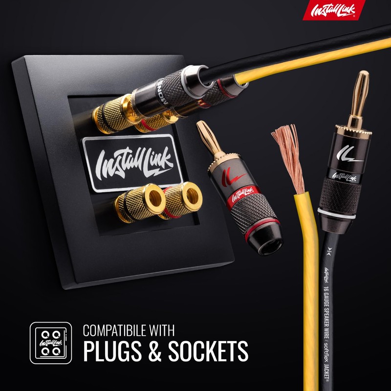 Install Link 16 AWG Gauge Speaker Wire Cable (30 Feet)