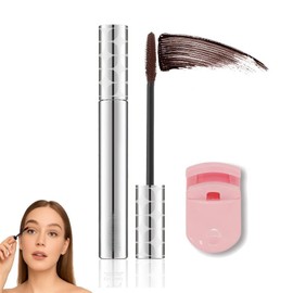 Telescopic Mascara Waterproof Lengthening & Volumizing, Hypoallergenic Tubing Formula for Sensitive Eyes, Smudge-Proof Long-Lasting Lash Makeup with Precision Brush (1PC-Brown)