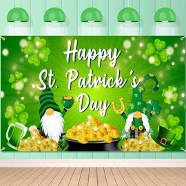 Wuhetyo St Patricks Day Backdrop, 71 * 45inch Happy St Patricks Day Decorations Backdrop for Photography Background Photo Booth Props Irish Party Decor Lucky Shamrock st. Patrick’s Day Party Banner