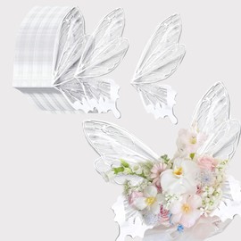 Crystal Butterfly Flower Bouquet Wrapping Paper Clear Floral Wraps Packaging Bouquet Accessories for Valentine's Day Wedding Birthday DIY Craft,20 Sets - 20 ×22 Inches (White)