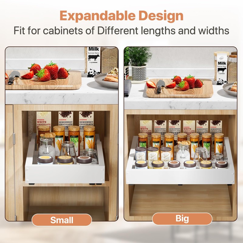 BUFOR 1 Pack Pull out Cabinet Organizer, Width (12"-19") Depth
