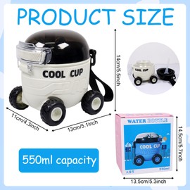 Children's Water Bottle, 500 ml Car Shape Water Bottle with Straw, BPA-Free, Sports Water Bottle with Leak-Proof Flip Top Lid, Portable Water Bottle for School, Nursery, Outdoor, Travel