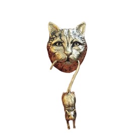 Anatolica Cat and Mouse Door Knocker, Solid Brass, 8.7 inches, Front Door Ornament (Antique Brass)