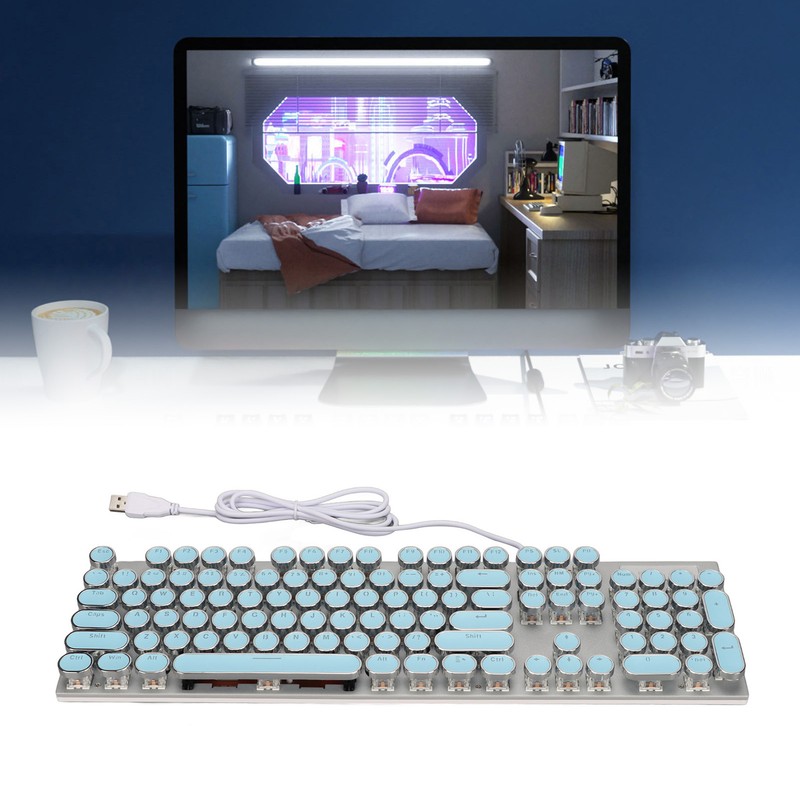 Blue Switch Mechanical Keyboard 104 Keys Backlight Ergonomic Retro Steampunk
