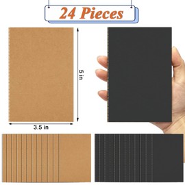 DWIYITTN 24 Pack Pocket Notebook, 9x13cm Handy Mini Notebook Lined 36 Page Mini Notepad Bulk for Party Bags Small Project Writing Note Taking Sketch (Brown & Black)