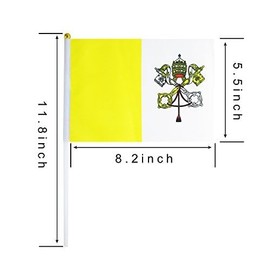 10 Pack Vatican Flags on Stick 5x8 Inch,Patriotic Decorations,Classroom Decor,Small Mini Flags on Sticks,Flag Decorations for Party.
