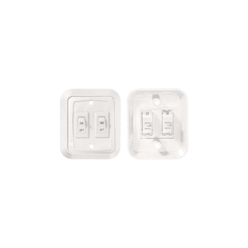 RV Designer S657, Wall Plate Switch, Double, White, 3.53" x