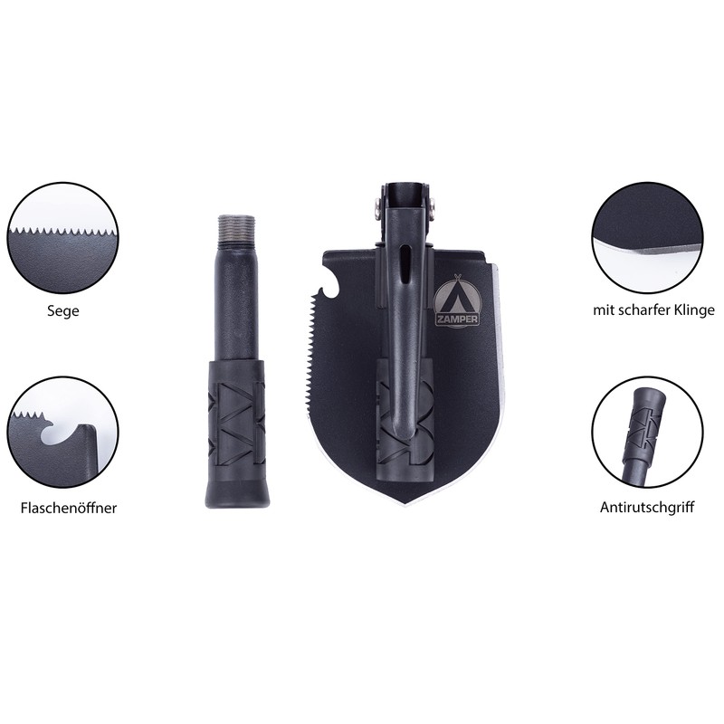 Zamper Folding Spade Multifunctional Tool Compact Camping Outdoor & Survival