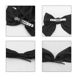 5 Pcs Black Bows Hair Clips for Women,Ribbon Bowknot Hair Barrettes Girl Toddler Hairpin French Barrette Large Bow Hair Slides Metal Clips for Teen Toddler Girls Kids Mom Hair Accessories Gift