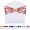 LEBENGURU Metallic Rose Spandex Chair Sashes, 50pcs Premium Stretch Bows