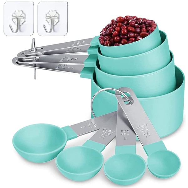 Measuring Cups & Spoons Set of 8 Pieces, Stackable Stainless