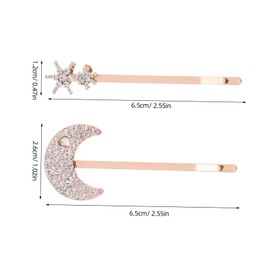 COLLBATH 2pcs Vintage Rhinestone Hairpins Set Star and Moon Decorative Bobby for Women Elegant Retro Hair Clips for Thin Hair Stylish Alloy Accessories