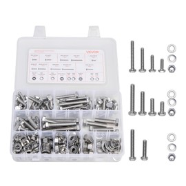 VEVOR 246 Pcs Bolts and Nuts Assortment Kit, Imperial Screws and Flat Washers, Stainless Steel 1/4-20,5/16-18,3/8-16, Spring Lock Washers for Furniture/Equipment/Vehicle Assembly with Case