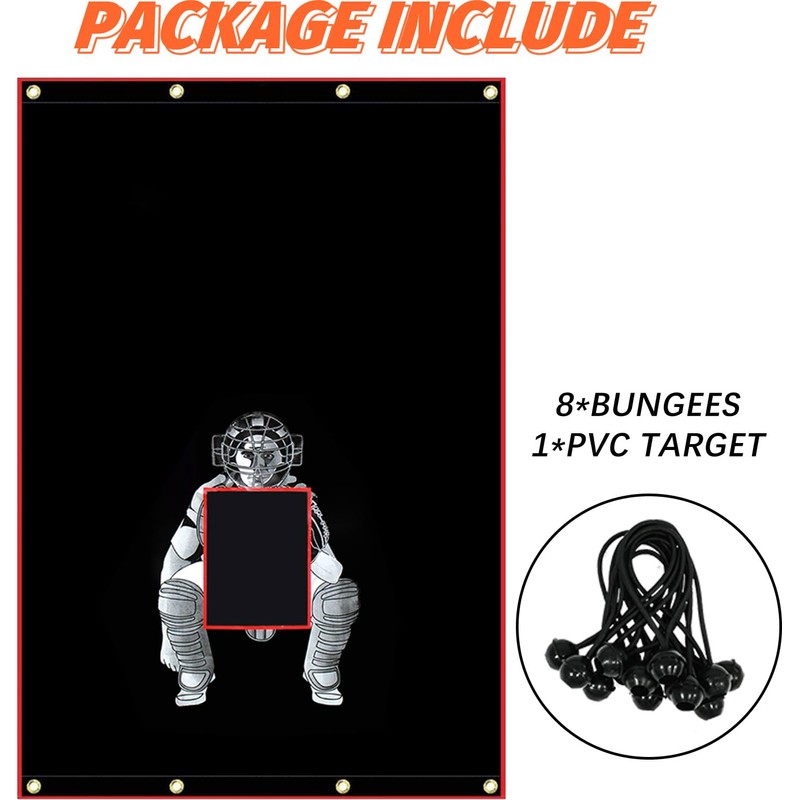 Sharellon Baseball Batting Cage Backstop with Bungee Cords,4x6FT Vinyl Baseball