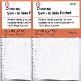 -Dimecrafts n901 Sew-in Repair Side Pocket for Replacement of Trousers/Jeans 1-Count per Package 2 Bags (White)