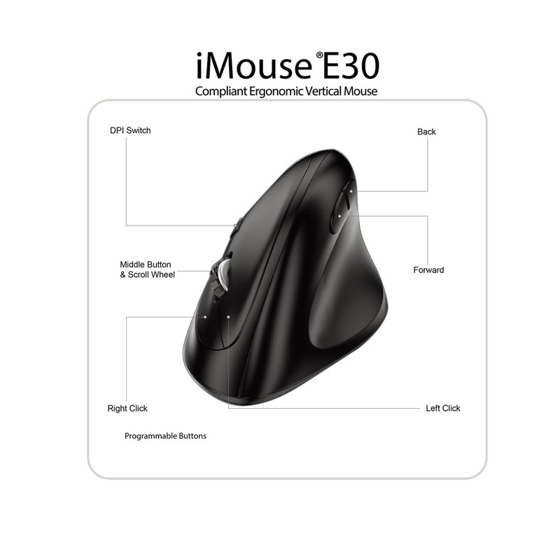 Adesso iMouse E30 2.4GHz Wireless Ergonomic Vertical Mouse Adjustable DPI