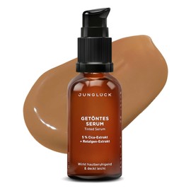 JUNGLÜCK Tinted Serum Face - Vegan | Nourishing Foundation with Hyaluronic | Face Serum for a Natural No Makeup Look with Light Coverage for an Even Complexion - Medium