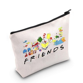 Reading Day Gift Book Lover Gift Friend Makeup Bag Read Across America Gift Reading Teacher Gift (Dr-Friend CA)