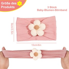 Cfcyhla 3 Stück Baby-Blumen-Stirnband, Nylon-Stirnbänder, weiche Haarbänder, Baby-Zubehör für Neugeborene, Kleinkinder