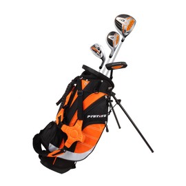 Precise XD-J Junior Complete Kids Golf Clubs Set - Boys & Girls Right Handed Golf Clubs for Kids w/ Driver, Hybrid, Irons, Putter, Stand Bag & Headcovers - Youth Golfing Club Set for Ages 3-5 - Orange