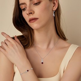 Inpasne Infinity Celtic Knot Earrings for Women 925 Sterling Silver Dangle Drop Leverback Earirngs Garnet January Birthstone Earrings Irish Good Luck Jewelry Gifts for Her