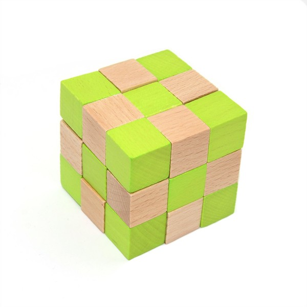 KINGOU Wood Snake Cube Puzzle Brain Teaser Toy Soma Cube Games for Adults/Kids
