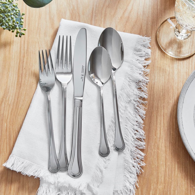 HENCKELS 65-Piece Astley Flatware Set,Silver