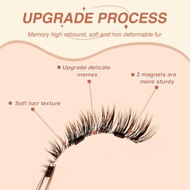 Thoquene Schwarz Wimpern Magnetisch Natürlicher Look, Wiederverwendbar Magnetic Lashes, Magnetic Eyelashes