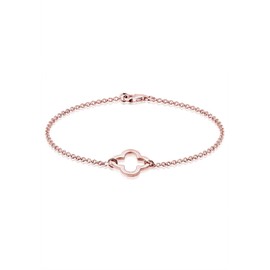 Elli Women's 925 Sterling Silver Rose Gold Plated Clover Leaf Lucky Charm Bracelet - 18cm length