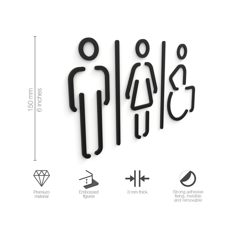 3DP Signs - Relief Symbols for Bathroom Men Women Disabled