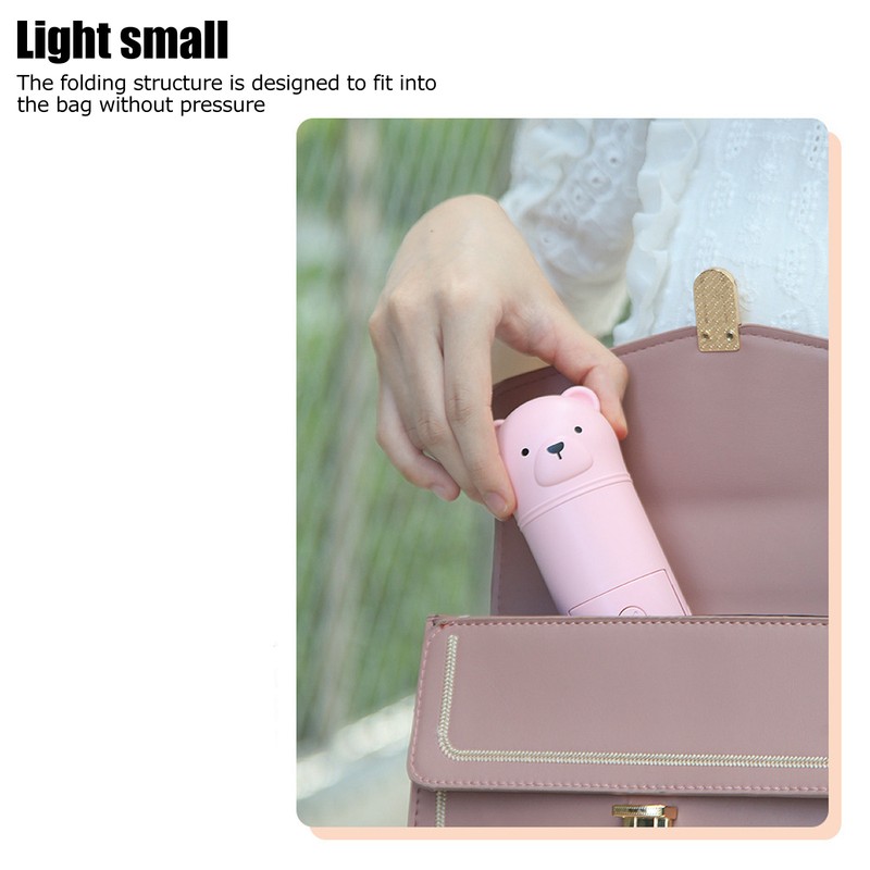 Hand Held Fan Mini Foldable Battery Operated Fan Humidification Cartoon
