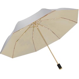 UPF 50+ Protección UV Paraguas de viaje reflectante plata doble capa cubierta 8 costillas reforzadas a prueba de viento bloqueo solar plegable compacto para senderismo mochilero
