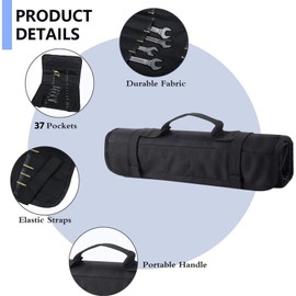 TZAONEN Super Roll Tool Bags with 37 Small Tool Bag for Mechanic, Electrician & Hobbyist