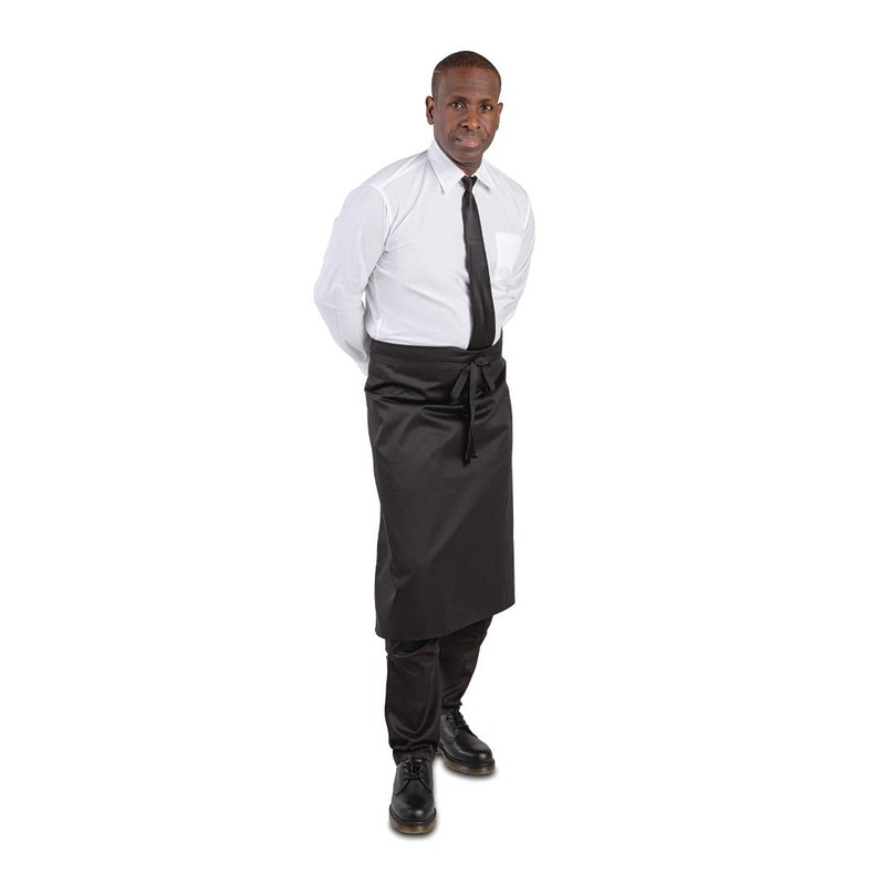 Whites Chefs Clothing Regular Waist Apron, Black, Material: Polycotton, Measurements: