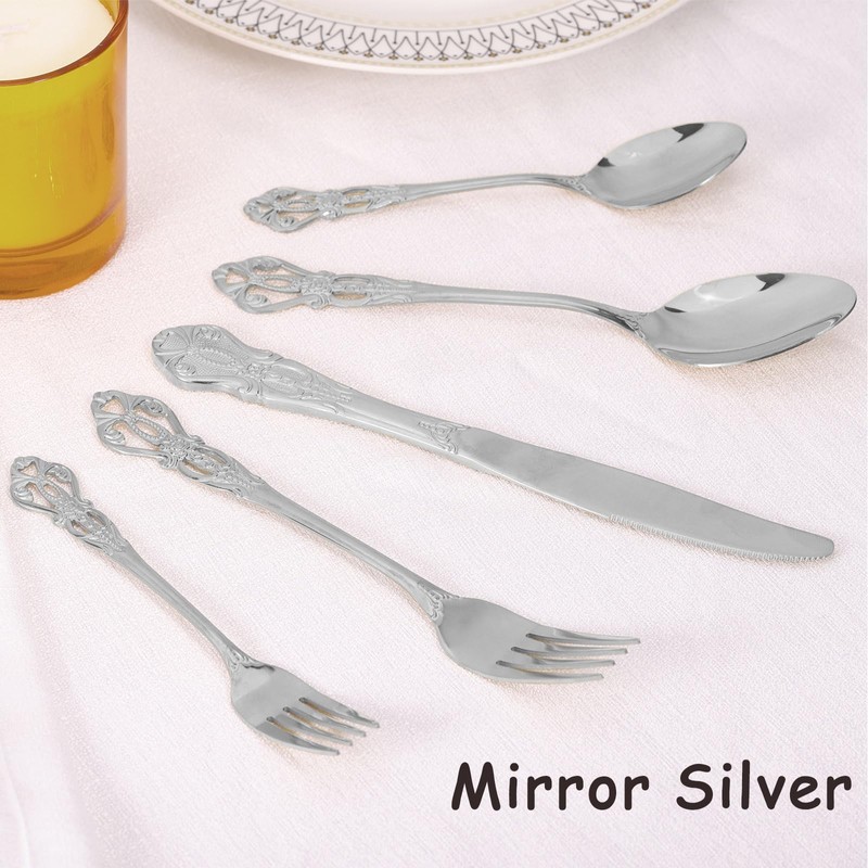 Silverware Set for 8, Stainless Steel Gorgeous Retro Royal Flatware