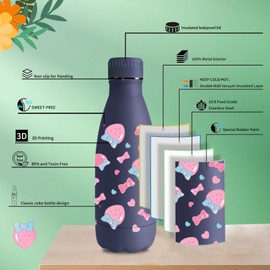 Vikaster MilkyBottle Thermos Flask, 0.35 ml Baby Thermos Flask, BPA-Free Drinking Bottle, Stainless Steel Drinking Bottle, Perfect for Children, Leak-Proof, Suitable for School, Camping, Outdoor